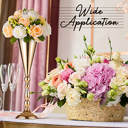 Potchen 6 Pcs Flower Trumpet Gold Vase Tabletop Centerpiece Gold Tall Flower Vases Bulk Wedding Table Decorative Centerpie...