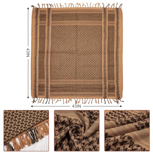 Aonal Military Shemagh Tactical Desert Scarf, 100% Cotton Keffiyeh Neck Head Scarf Wrap for Men Women