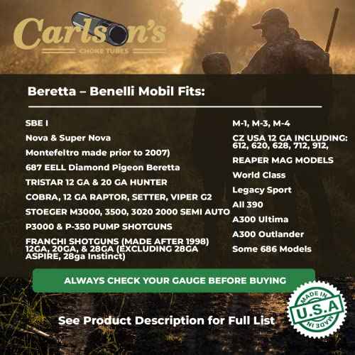 Carlsons Choke Tubes 12 Gauge for Beretta Benelli Mobil | Stainless Steel | Extended Turkey Choke Tube | Made in USA
