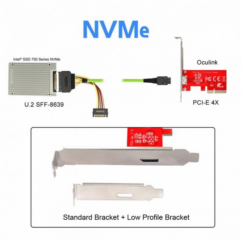 Cy Card Pci-E 3.0 Express 4.0 X4 To Oculink External Sff-8612 Sff-8611 Host Adapter For Pcie Ssd With Bracket