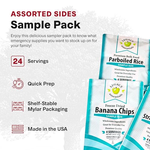 Legacy Food Storage Side Dishes, Emergency Food Supply, 6 Sides, 24 Servings, Up to 25 Year Shelf Life, Freeze Dried Survi...