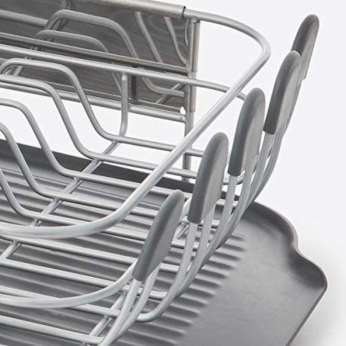 KitchenAid Compact, Space Saving Rust Resistant Dish Rack, with Angled Self Draining Drain Board and Removable Flatware Ca...