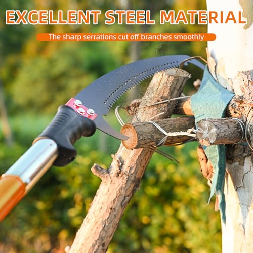 Grefinity Pole Saws for Tree Trimming, 27 FT Manual tree purner with 8 Fiberglass Handles, Sharp steel Blade, Easy to Carr...