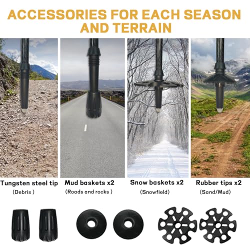 Hiking Poles 2 Pc - Collapsible Lightweight Carbon Fiber Trekking Poles, Adjustable & Telescopic for Backpacking, EVA Swea...