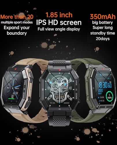 Smart Watch for Unihertz Tank 3 Pro Military Smart Watch for Men (Answer/Make Call), 1.85in HD Tactical Sports Rugged Smar...