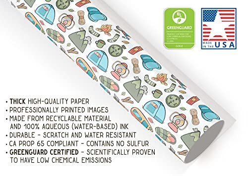 Cute Kawaii Camping Gear Wrapping Paper Premium Father's Day Gift Wrap Camp Birthday Theme Birthday Party Decoration Tent ...