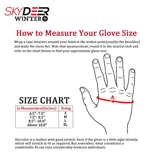 SKYDEER 100% Waterproof and Premium Deerskin Suede Leather Ski Gloves with 150G 3M Thinsulate Lining, Ultra Soft & Durable...