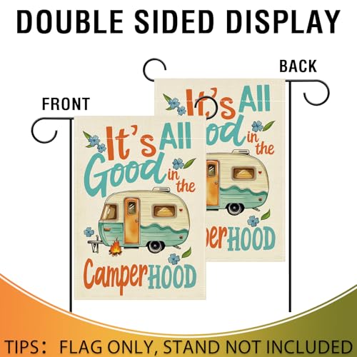 Artofy It's All Good in The Camper Hood Small Decorative Garden Flag, Camping RV Campfire Floral Yard Lawn Outside Decor, ...