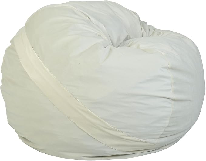 YuppieLife Large Foam Filled Bean Bag Chairs for Kids Teenagers Adults Living Room Gaming Relaxing 4F Machine Washable Lazy Sofa（Ivory