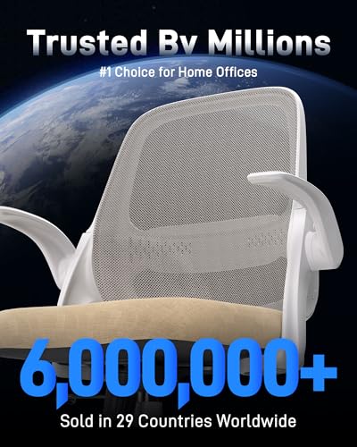 Ergonomic Mesh Office Chair for Home Office, Flip-Up Arms, Breathable Mesh Back & Thick Seat Cushion, Swivel Rolling Compu...