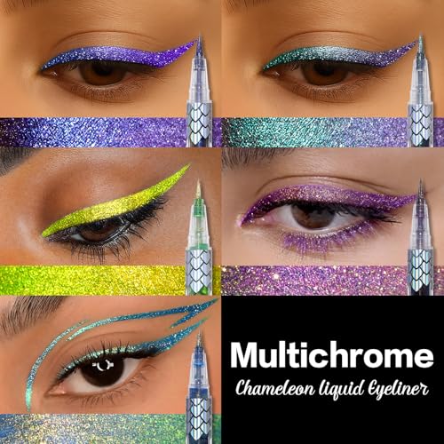 SUSIKEKI Chameleon Metallic Duochrome Liquid Eyeliner, Color Shifting Shimmery Eye Liner, Duo-color Waterproof Long Lastin...
