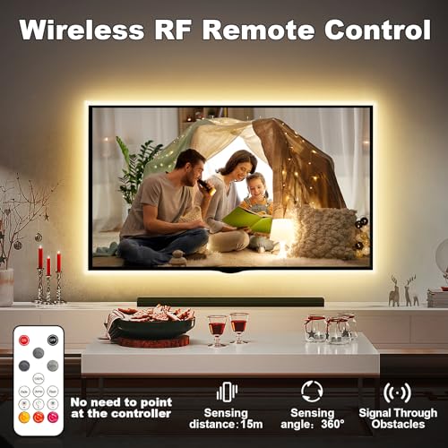Tatazone White COB Led Strip Lights Max with RF Remote, 16.4ft 3000K Dimmable Ultra Bright Warm White COB Light Strip, Adh...