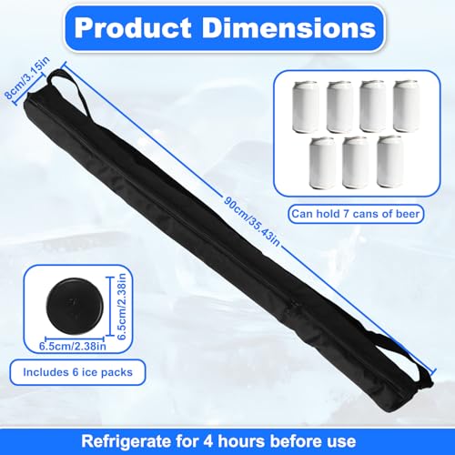 Sinbana Golf Beer Sleeve, 90x8cm/6.5x6.5cm Insulated Beverage Holder for Golf Bags with Ice Template Beer Can Cooler Drink...