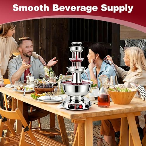 RoyceBee 3-Tier Cocktail Fountain Machine, Electric Party Fountain Drink Machine with 0-100° Temperature Adjustment and 3....