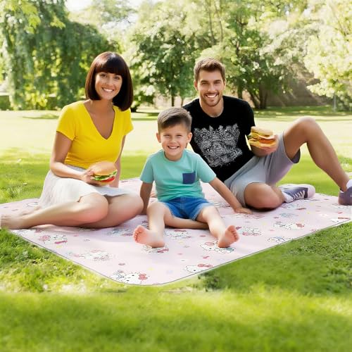 tlyunaooez 80”x 80” Picnic Blanket Extra Large, Waterproof and Foldable Beach Blanket, 3-Layer Outdoor Blanket for 6 to 8 ...