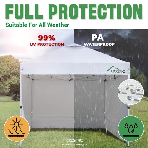 ACEPIC 10x10 Canopy Replacement Top Cover with Air Vent,UPF 50+ UV protection,300D Silver-coated Polyester PA Waterproof f...