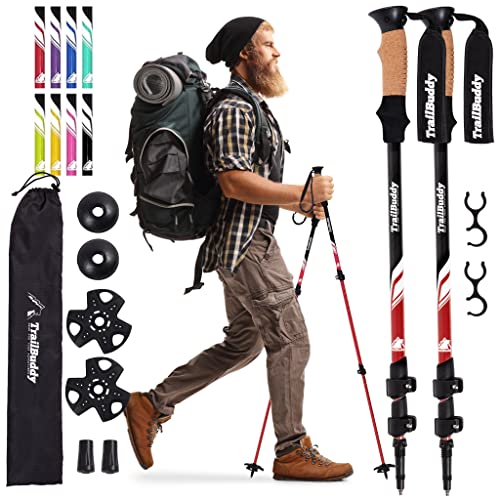 TrailBuddy Trekking Poles – Lightweight 7075 Aluminum Hiking Poles for Women, Men & Seniors – Collapsible Walking Sticks f...