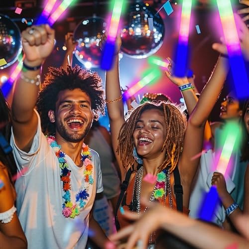 SVYIQ 12 PCS Foam Glow Sticks Bulk With 3 Modes Colorful Flashing,Foam Light up Sticks,Glow Sticks for Wedding,Glow in Dar...