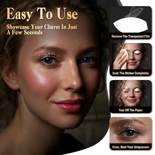 6 Pairs Valentine's Day Eyeshadow Tattoo Eye Decorations Makeup Patches Eye Speckles Glow Up Make-Up Patches Silver Stars ...