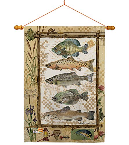 Fishing Adventures House Flag Dowel Set Sports Outdoor Camping Fish Dock Lure Entertainment Activity Physical Small Decora...