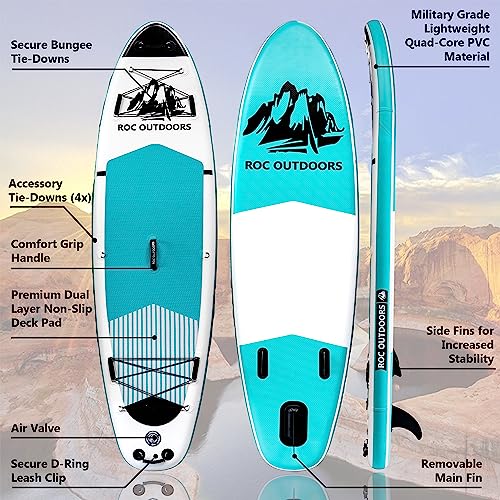 Roc Inflatable Stand Up Paddle Boards with Premium SUP Paddle Board Accessories, Wide Stable Design, Non-Slip Comfort Deck...