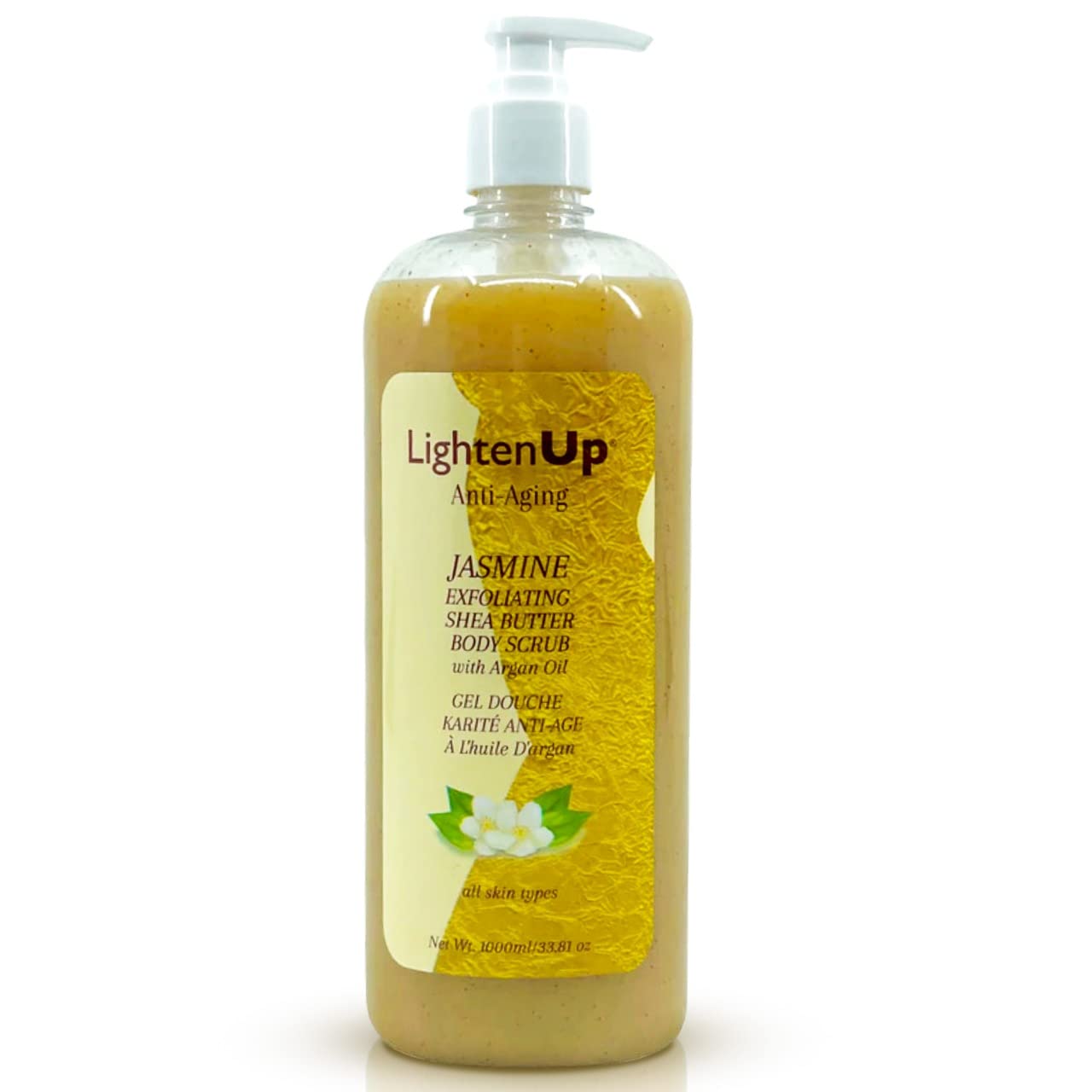 OMIC Lighten-Up Exfoliating Body Wash - 33.8 Fl oz / 1000 ml - Formulated to Exfoliate and to Nourish Skin, with Shea Butter, Ja