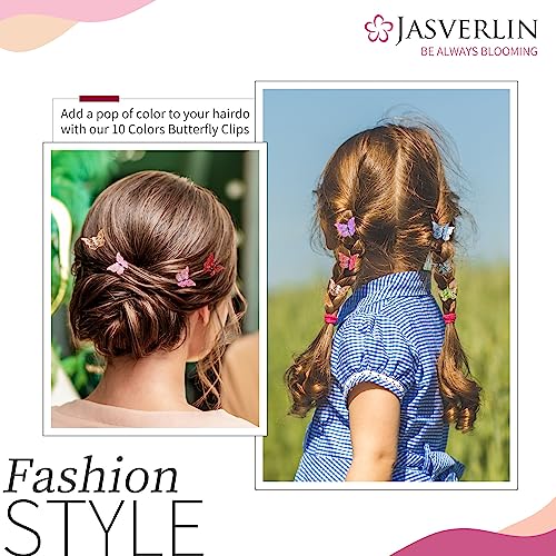 JASVERLIN Glitter Mini Butterfly Hair Claw Clips, Sparkly Colorful Hair Accessories for Girls and Women - 90s Y2K Cute, Sm...