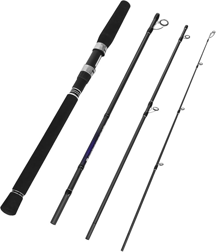 Jenseits 4-Piece Travel Spinning Fishing Rod, 7ft Heavy Power Carbon Fiber Portable Pole for Freshwater & Saltwater - Prem...