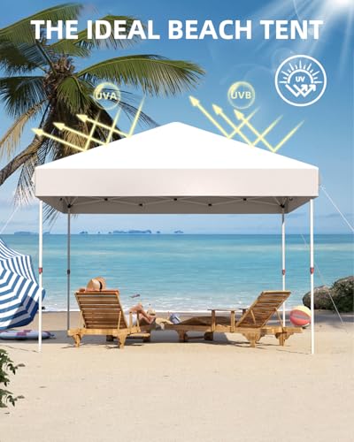 Garvee 10x10 Pop Up Canopy Tent Outdoor Canopy One-Person Set Up Heavy Duty Commercial Instant Tent Shelter, 0-Sidewall