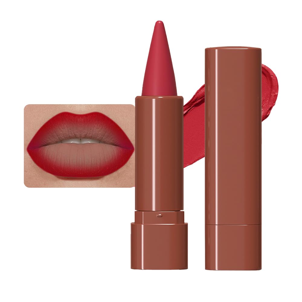 BINGBRUSH 2-in-1 Gradient Lip Liner & Lipstick Combo,Matte Longwear Waterproof Lip Pencil with Cone Tip,Smudge Proof Crayon for