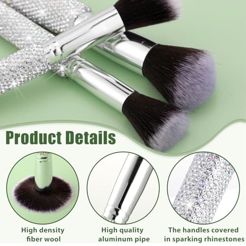 Nuogo 13 Pcs Rhinestone Makeup Brushes Set 12 Bling Crystal Professional Face Cosmetics Blending Liquid Foundation Powder ...