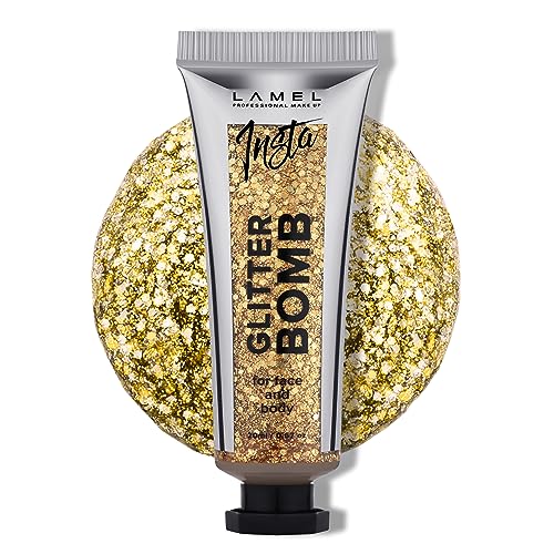 LAMEL Insta Glitter Bomb: Quick-Dry Holographic Face & Body Glitter Gel | Long-Lasting Shine & Effortless Removal | Perfec...