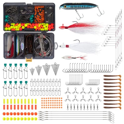 Dr.Fish 269 Pieces Surf Fishing Tackle Box Kit, Saltwater Ocean Beach Fishing Gear Supplies, Lure&Rig Accessories, Bucktai...