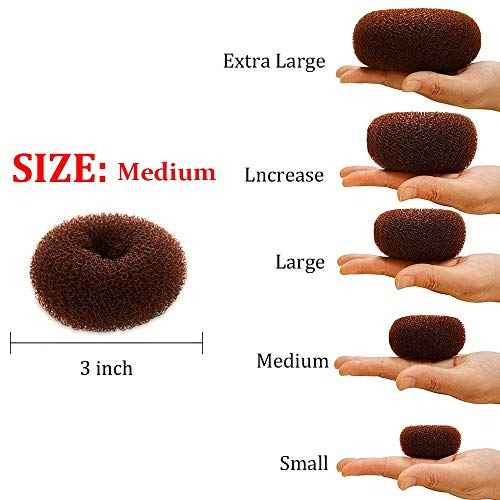 Hair Donut Ring Style Hair Bun Maker, 2PCS Chignon Doughnut Shaper for Short and Thin Hair (3 Inch/Brown)