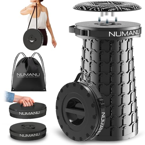 NUMANU 2025 Upgraded XXL Collapsible Stool with Cushion & Bag, 1000lbs Max Weight, 19.7" Heavy Duty Portable Retractable T...