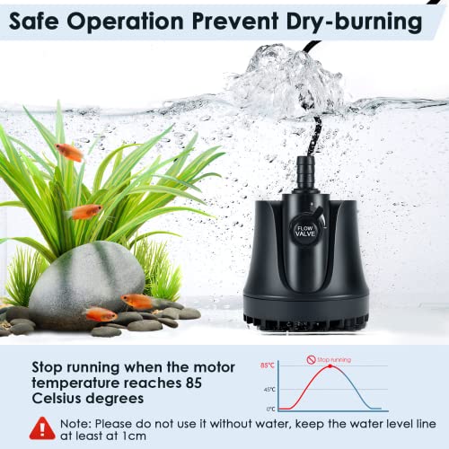 AQQA 265-800 GPH Submersible Aquarium Water Pump with Adjustable Switch, Water Removal and Drainage Sump Cleaning Pump wit...