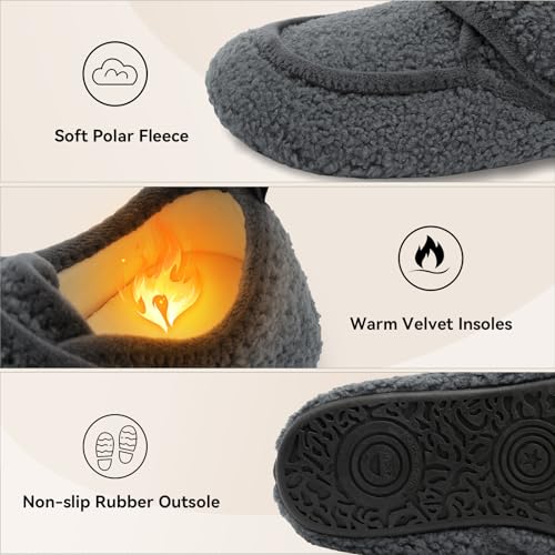 BARERUN Womens Mens Slippers Diabetic House Slippers for Women Men Wide Indoor Slip on Barefoot Adjustable Orthopedic Neur...