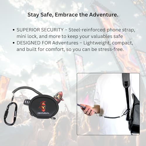 Essential Festival Safety Bundle Black – Anti-Theft Phone Strap Tether Lanyard, Mini Lock, Bottle Opener – Secure Your Bel...