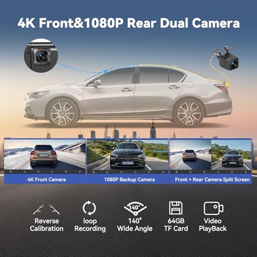 Carplay Screen for Car 11.5" Largest HD Screen for Carplay & Android Auto Car Stereo with 4K Dash Cam 1080P Backup Camera,...