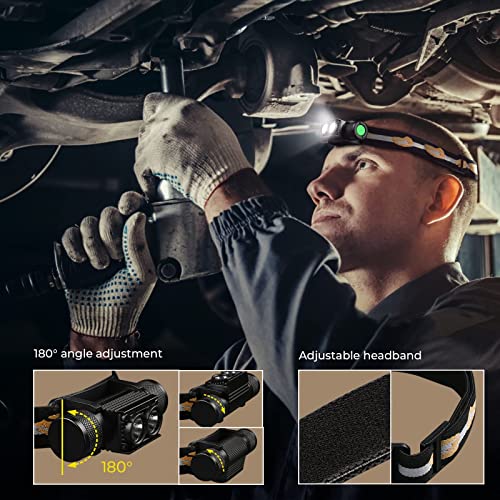 77outdoor LED Rechargeable Red Headlamp, H25LR / D25LR Powerful Lightweight Headlight with 90 High CRI Bright White Light ...