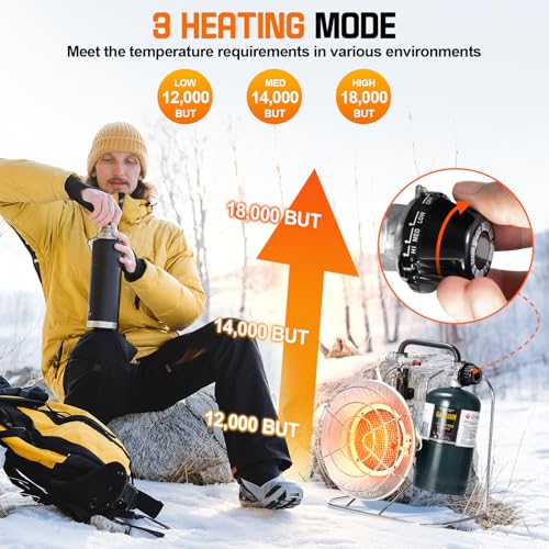 GasBRUH Outdoor Multi-Use Portable Propane Patio Heater/Cooker, 18,000 BTU include USB Lighter, Gas Camping Heater for Ten...