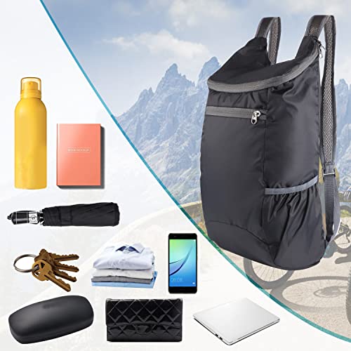 15 L Ultralight Packable Backpack, Black Travel Foldable Backpack Lightweight Collapsible Day Packs for Camping Hiking Out...