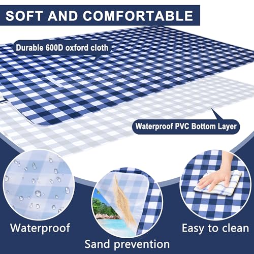 ALLBFENG 80"x60" Waterproof Sandproof Picnic Mat - Portable Foldable Outdoor Blanket for Beach, Park, Travel & Indoor Use...