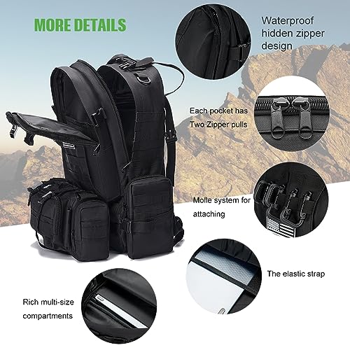 CALUOMATT Large Military Tactical Backpack for Men, 40-50L Backpacks for Women, Bug out Bag Army 3 Days Assault Pack Bags ...