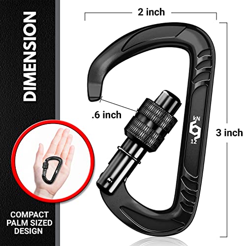 Rhino Produxs 12kN (2697 lbs) Heavy Duty Carabiner Clips, for Securing Pets, Outdoor, Camping, Hiking, Hammock, Dog Leash ...