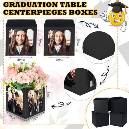 Spiareal 6 Pcs Graduation Box Centerpieces for Table 6/7 Inch Photo Frame Display Congrats Grad Party Favor Gift Picture T...