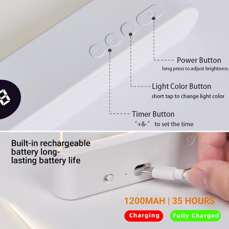 ROVIA Smart LED Reading Light, Dimmable Book Light with 3 Colors Adjustable & Timer Dimmable Panel, Rechargeable Flat Page Reading Light, Eye Protection Lights for Bedtime Night Reading (Black)