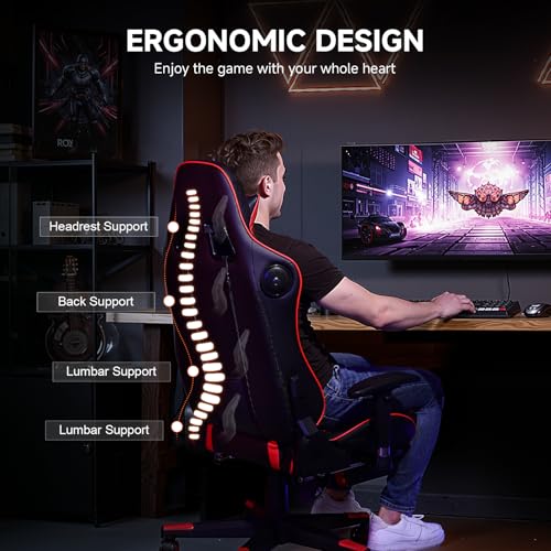 GTPLAYER Gaming Chair,Gamer Chair with Bluetooth and Adjustable Backrest,Seat Height Adjustable Computer Chairs with 3D Ar...