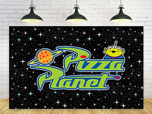 Pizza Planet Backdrop for Birthday Party Decorations Outspace Background for Baby Shower Party Cake Table Decorations Supp...