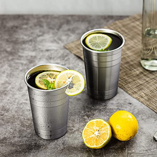 MEWAY Premium Stainless Steel Cups 24 oz Pint Cup Tumbler (16 Pack) - Premium Metal Cups - Stackable Durable Cup，Chilling ...